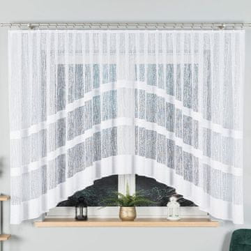 shumee WIKTORIA - Že izdelana žakard zavesa z izrezom na dnu - 410x160 cm - bela