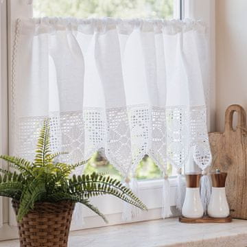 shumee RACHELA - Pripravljena zavesa z odprtinami - 150x45 cm - bela