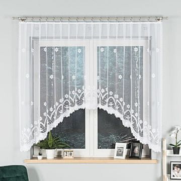 shumee FLORENTYNA - Že izdelana žakard zavesa z izrezom na dnu - 330x140 cm - bela