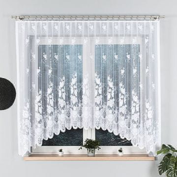 shumee EDYTA - Že izdelana žakard zavesa z izrezom na dnu - 300x160 cm - bela