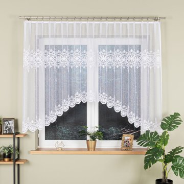 shumee ŻANETA - Že izdelana žakard zavesa z izrezom na dnu - 400x135 cm - bela