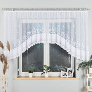 shumee GENOWEFA - Že izdelana žakard zavesa z izrezom na dnu - 400x120 cm - bela -