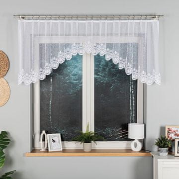 shumee ŻANETA - Žakard zavesa, že izdelana, z izrezom na dnu - 320x80 cm - bela