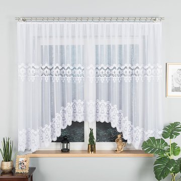 shumee DARIA - Že izdelana žakard zavesa z izrezom na dnu - 400x160 cm - bela