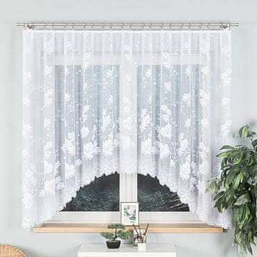 shumee BOŻENA - Že izdelana žakard zavesa z izrezom na dnu - 300x160 cm - bela