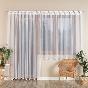 shumee ELZA - Že izdelana žakard zavesa z ravnim robom - 300x230 cm - bela -