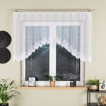 shumee ŻANETA - Žakard zavesa, že izdelana, z izrezom na dnu - 400x105 cm - bela