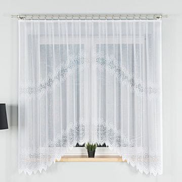 shumee VIOLETTA - Že izdelana žakard zavesa z izrezom na dnu - 300x180 cm - bela