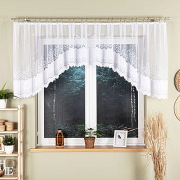 shumee GENOWEFA - Že izdelana žakard zavesa z izrezom na dnu - 400x100 cm - bela -