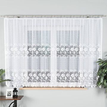 shumee DEMETRIA - Že izdelana žakard zavesa z ravnim robom - 400x160 cm - bela