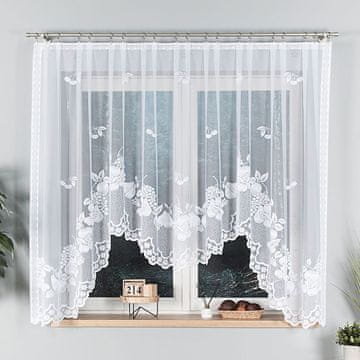 shumee PENELOPE - Že izdelana žakard zavesa z izrezom na dnu - 400x160 cm - bela -