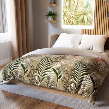 shumee Posteljnina FELINA 160x200 cm - saten bombaž, bež, rastlinski vzorec