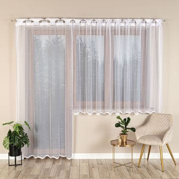 shumee ELZA - Že izdelana žakard zavesa z ravnim robom - 145x230 cm - bela -