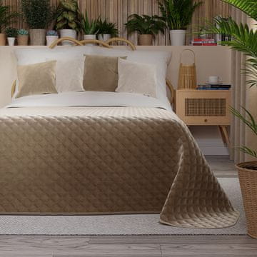 shumee Prešita pregrinjala VELVI - topla temno bež - 170x210 cm