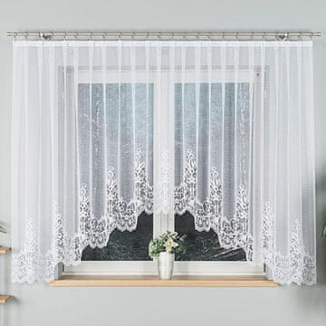 shumee BERENIKA - Že izdelana žakard zavesa z izrezom na dnu - 400x160 cm - bela