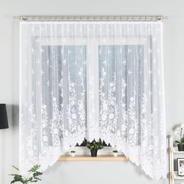 shumee LUDWIKA - Že izdelana žakard zavesa z izrezom na dnu - 300x180 cm - bela