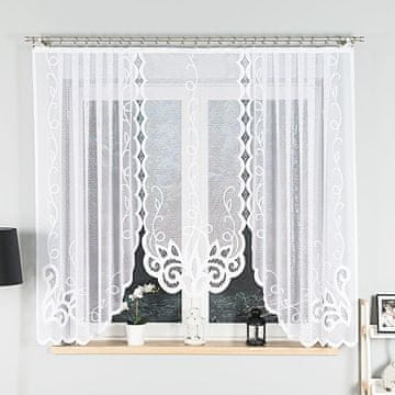 shumee EWELINA - Že izdelana žakard zavesa z izrezom na dnu - 300x160 cm - bela -