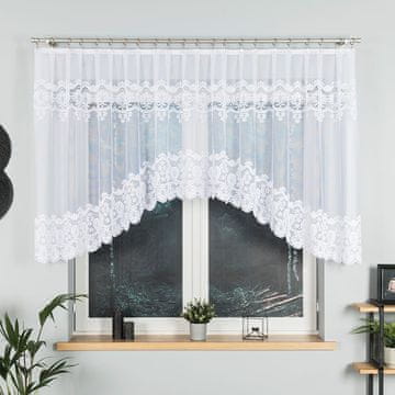shumee DARIA - Že izdelana žakard zavesa z izrezom na dnu - 300x120 cm - bela