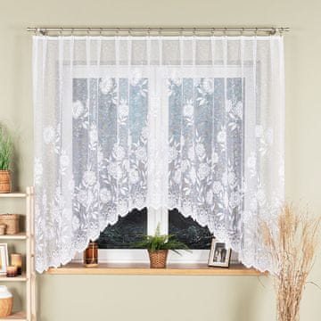 shumee MONIKA - Že izdelana žakard zavesa z izrezom na dnu - 300x160 cm - bela