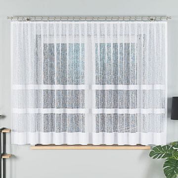 shumee WIKTORIA - Že izdelana žakard zavesa z ravnim robom - 410x160 cm - bela