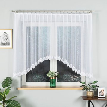 shumee ŻAKLINA - Že izdelana žakard zavesa z izrezom na dnu - 300x140 cm - bela -