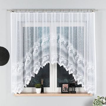 shumee ADELINA - Že izdelana žakard zavesa z izrezom na dnu - 310x160 cm - bela
