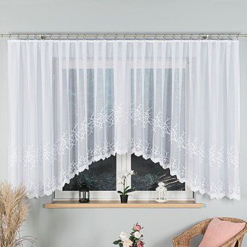 shumee BAKARO - Že izdelana žakard zavesa z izrezom na dnu - 520x160 cm - bela