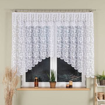 shumee LEOKADIA - Že izdelana žakard zavesa z izrezom na dnu - 350x135 cm - bela