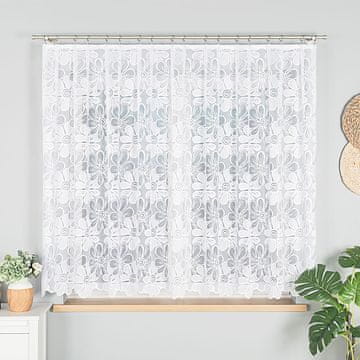 shumee PATRYCJA - Že izdelana žakard zavesa z ravnim robom - 300x160 cm - bela -