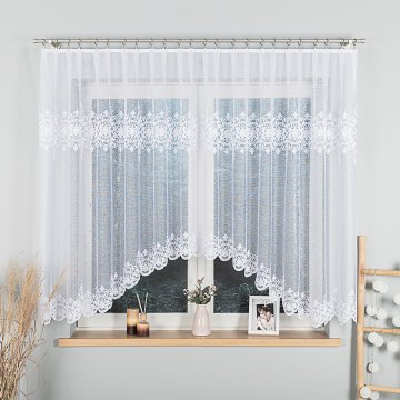 shumee ŻANETA - Žakard zavesa, že izdelana, z izrezom na dnu - 350x155 cm - bela