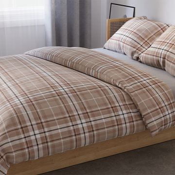 shumee Satenasta posteljnina SAVANA - bež karo - 220x200 cm