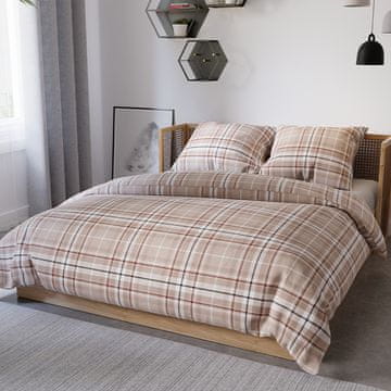 shumee Satenasta posteljnina SAVANA - bež karo - 160x200 cm