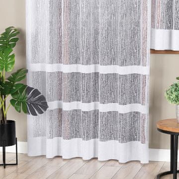 shumee WIKTORIA - Že izdelana žakard zavesa z ravnim robom - 200x250 cm - bela -