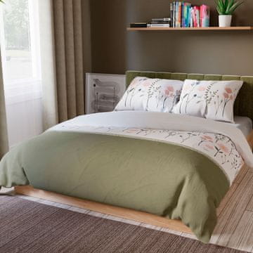 shumee Posteljnina FABLE 220x200 cm - saten bombaž, nežen cvetlični vzorec