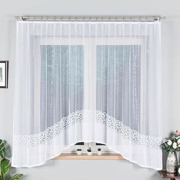 shumee DANIELA - Že izdelana žakard zavesa z izrezom na dnu - 300x170 cm - bela