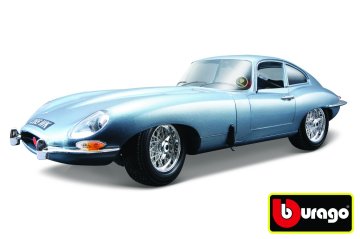 BBurago 1:18 Jaguar E Coupe srebrno modra kovinska barva