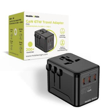 Mobile-origin GaN 67W Travel Adapter PW5 EU/UK/US/AUS, 3x USB-C + USB-A