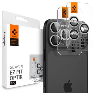 Spigen Glass tR EZ Fit Optik Pro 2 Pack, silver - iPhone 2025/16/15/14 Pro/ 2025/16/15/14 Pro Max
