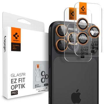 Spigen Glass tR EZ Fit Optik Pro 2 Pack, orange - iPhone 2025/16/15/14 Pro/ 2025/16/15/14 Pro Max