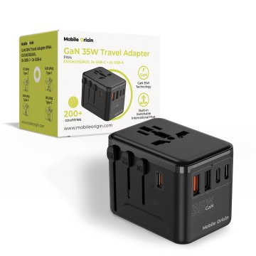 Mobile-origin GaN 35W Travel Adapter PW4 EU/UK/US/AUS, 3x USB-C + 2x USB-A 