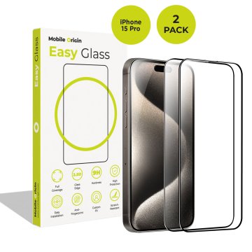 Mobile-origin EasyGlass iPhone 15 Pro, 2 pack