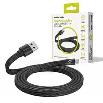 Mobile-origin Magnetic Flat Patented Original Cable USB-A to USB-C 1m, black  