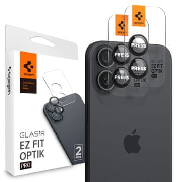 Spigen Glass tR EZ Fit Optik Pro 2 Pack, black - iPhone 16 Plus