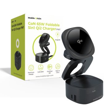Mobile-origin 65W GaN 5in1 Foldable Qi2 Charger PW1