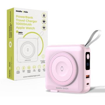 Mobile-origin Powerbank & Travel Charger, Lightning/USB-C Cable, MagSafe/AW/iPhone Compatible, pink