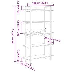 Vidaxl Knjižna polica Črna Orehovina 100 x 33,5 x 178 cm