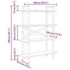 Vidaxl Knjižna polica Črna Orehovina 100 x 33,5 x 140 cm