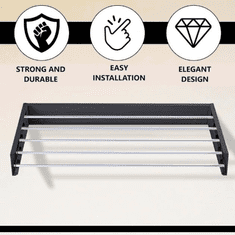 Smania Zložljivo stensko stojalo za sušenje oblačil DryPRO - Črna | Zložljiv sušilnik perila