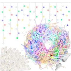 Springos novoletna LED zavesa 300 LED večbarve + hladno bela FLASH 12 + 2,5m