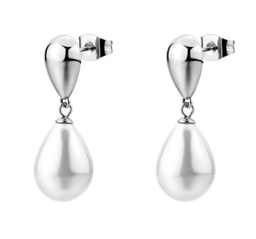 Brosway Jekleni viseči uhani z umetnim biserom Perfect BPC74